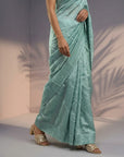 Light Sea Green Soft Raspberry Silk with Sequin Embroidery Work Saree