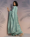 Light Sea Green Soft Raspberry Silk with Sequin Embroidery Work Saree