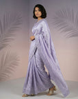 Lavender Soft Raspberry Silk with Sequin Embroidery Work Saree