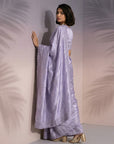 Lavender Soft Raspberry Silk with Sequin Embroidery Work Saree