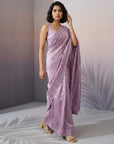 Mauve Soft Raspberry Silk with Sequin Embroidery Work Saree