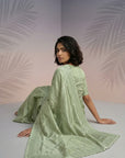 Pista Green Soft Raspberry Silk with Sequin Embroidery Work Saree