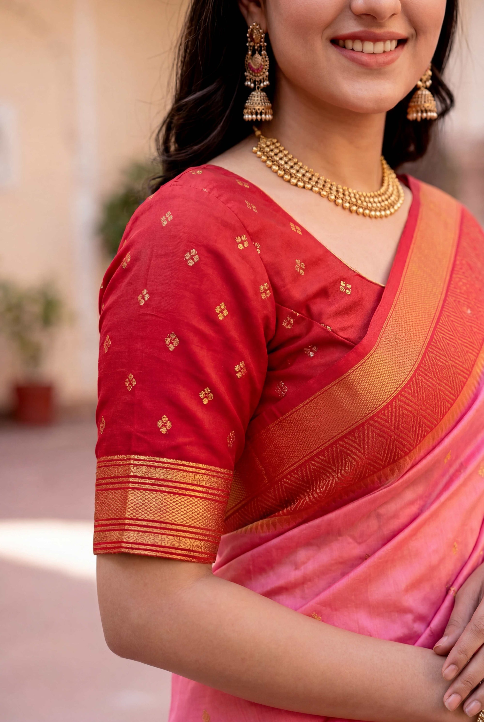 Baby Pink Soft Ikkat Pochampally Patola Silk Zari Woven Saree
