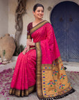Rani Pink Premium Traditional Maharani Paithani Silk Saree