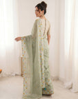 Pista Green Premium Tissue Banarasi Saree with Floral Embroidery Work Saree