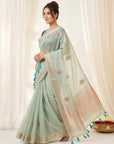 Sky Blue Premium Tissue Banarasi Silk Zari Woven Saree