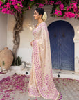 Magenta Premium Soft Matka Cotton with Jamdani Concept Saree