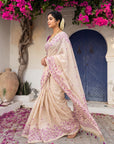 Magenta Premium Soft Matka Cotton with Jamdani Concept Saree