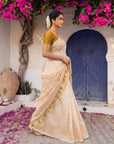 Yelllow Premium Soft Matka Cotton with Jamdani Concept Saree
