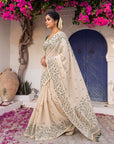 Bottle Green Premium Soft Matka Cotton with Jamdani Concept Saree
