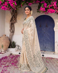 Bottle Green Premium Soft Matka Cotton with Jamdani Concept Saree
