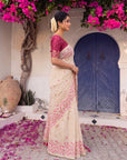 Pink Premium Soft Matka Cotton with Jamdani Concept Saree