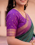 Peacock Blue Soft Ikkat Pochampally Patola Silk Zari Woven Saree