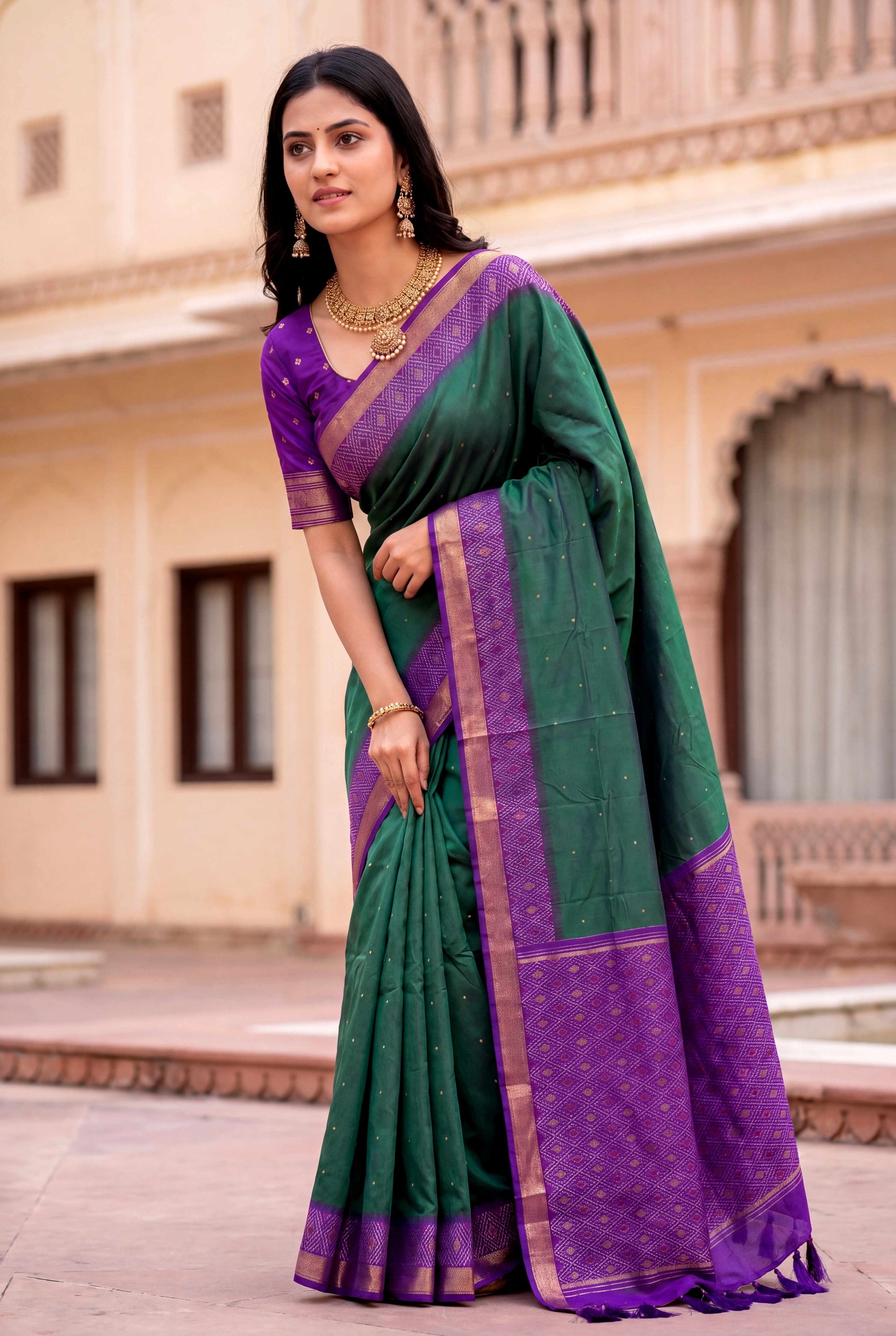 Peacock Blue Soft Ikkat Pochampally Patola Silk Zari Woven Saree
