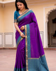 Purple Soft Ikkat Pochampally Patola Silk Zari Woven Saree