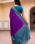 Purple Soft Ikkat Pochampally Patola Silk Zari Woven Saree