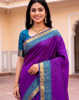 Purple Soft Ikkat Pochampally Patola Silk Zari Woven Saree