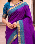 Purple Soft Ikkat Pochampally Patola Silk Zari Woven Saree