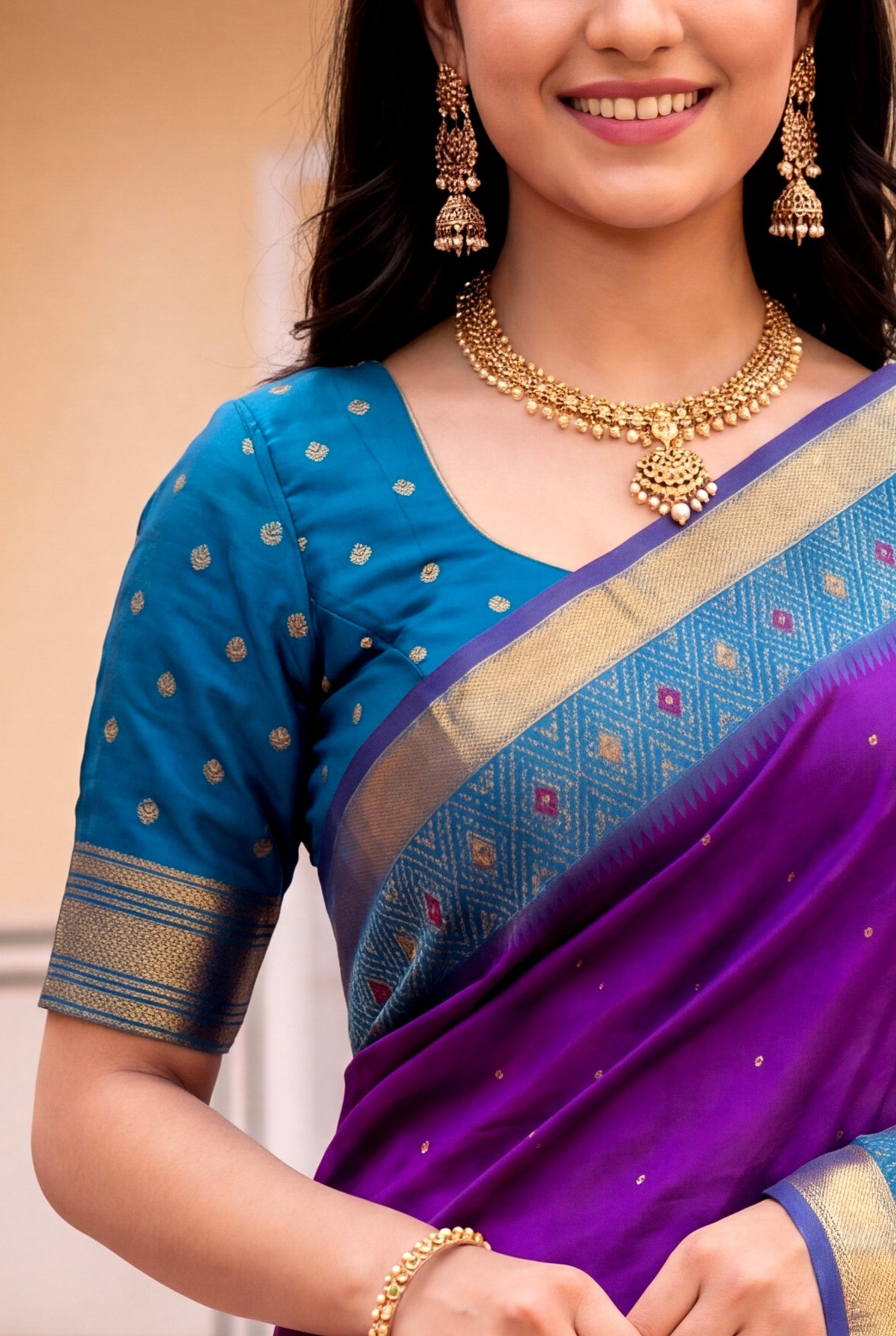 Purple Soft Ikkat Pochampally Patola Silk Zari Woven Saree
