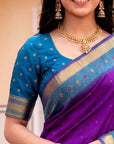 Purple Soft Ikkat Pochampally Patola Silk Zari Woven Saree