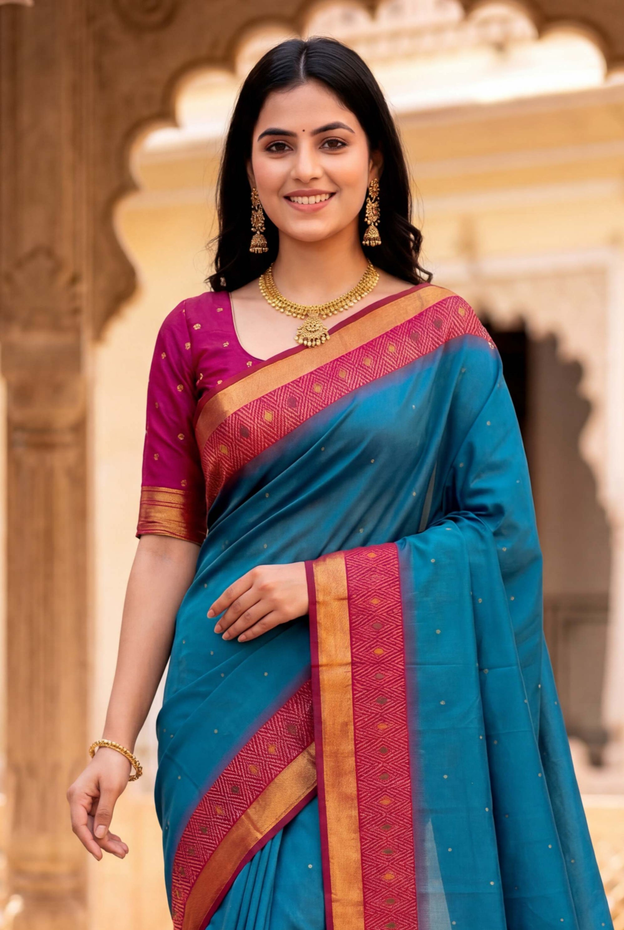 Blue Soft Ikkat Pochampally Patola Silk Zari Woven Saree