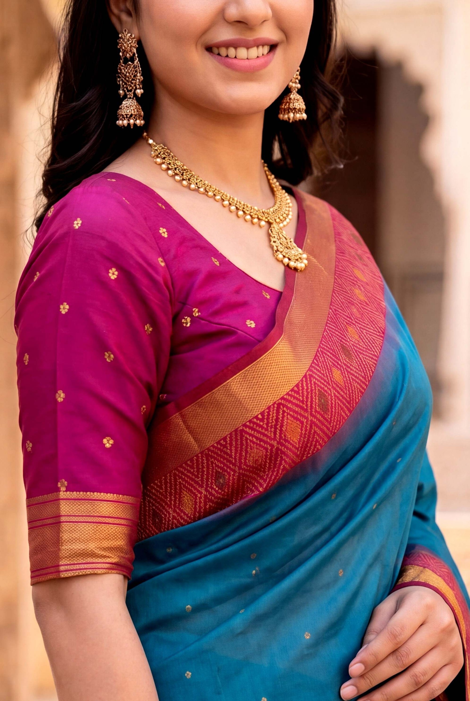 Blue Soft Ikkat Pochampally Patola Silk Zari Woven Saree