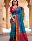 Blue Soft Ikkat Pochampally Patola Silk Zari Woven Saree