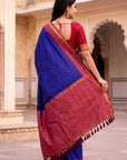 Violet Soft Ikkat Pochampally Patola Silk Zari Woven Saree