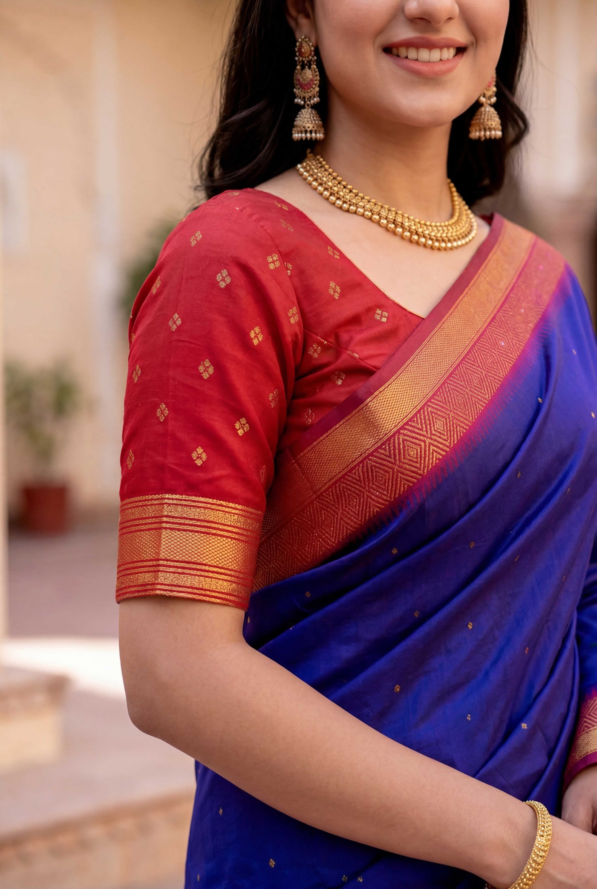 Violet Soft Ikkat Pochampally Patola Silk Zari Woven Saree