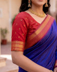 Violet Soft Ikkat Pochampally Patola Silk Zari Woven Saree