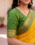 Yellow Soft Ikkat Pochampally Patola Silk Zari Woven Saree